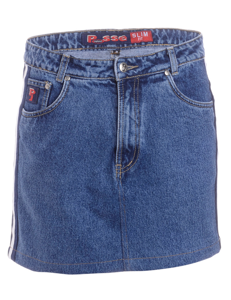 Beyond Retro Label Label Steph Branded Stripe Denim Skirt