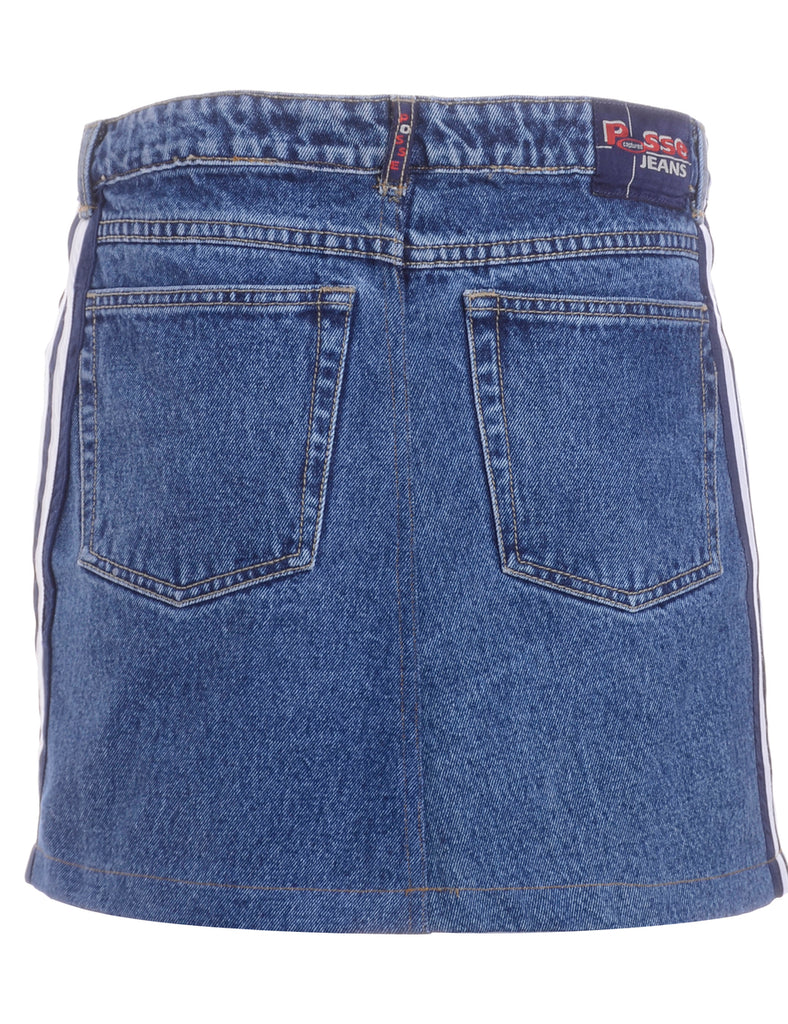 Beyond Retro Label Label Steph Branded Stripe Denim Skirt