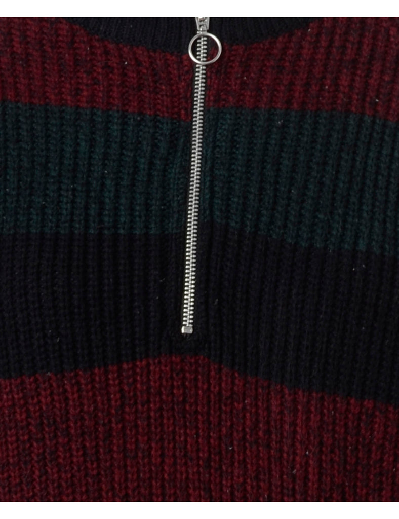 Beyond Retro Label Label Striped Zip Front Knitted Jumper