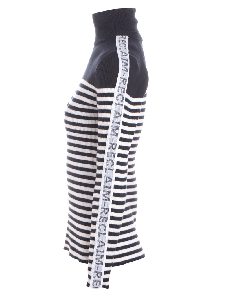 Beyond Retro Label Label Tape Sleeve Roll Neck Jumper