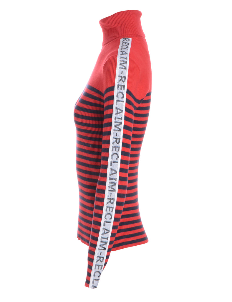 Beyond Retro Label Label Tape Sleeve Roll Neck Jumper