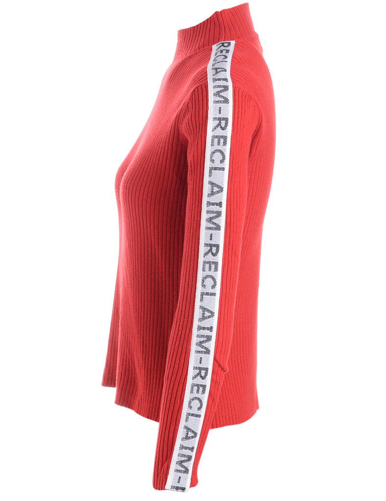 Beyond Retro Label Label Tape Sleeve Roll Neck Jumper
