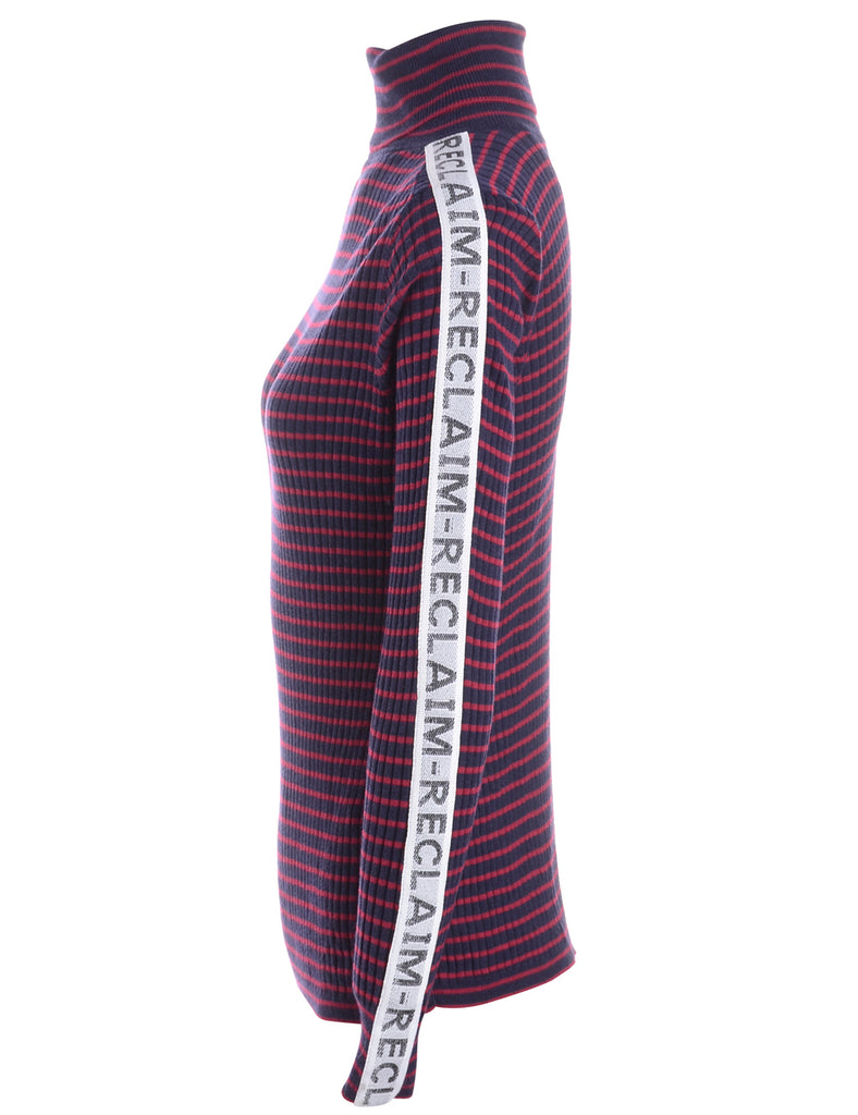 Beyond Retro Label Label Tape Sleeve Roll Neck Jumper