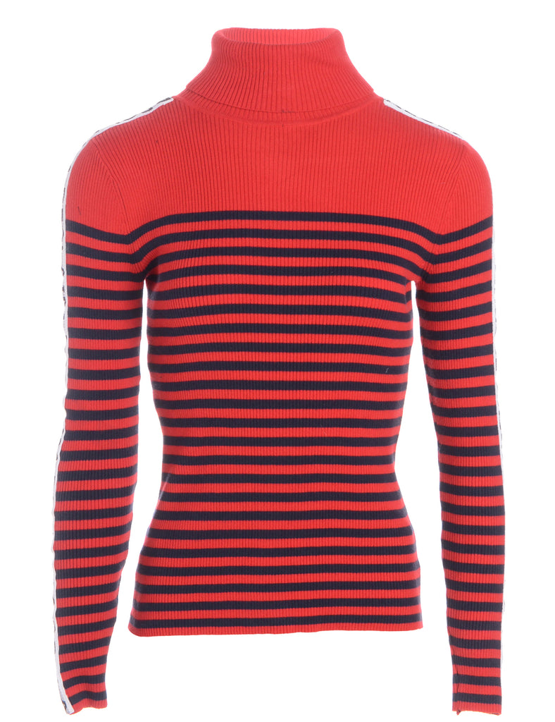 Beyond Retro Label Label Tape Sleeve Roll Neck Jumper