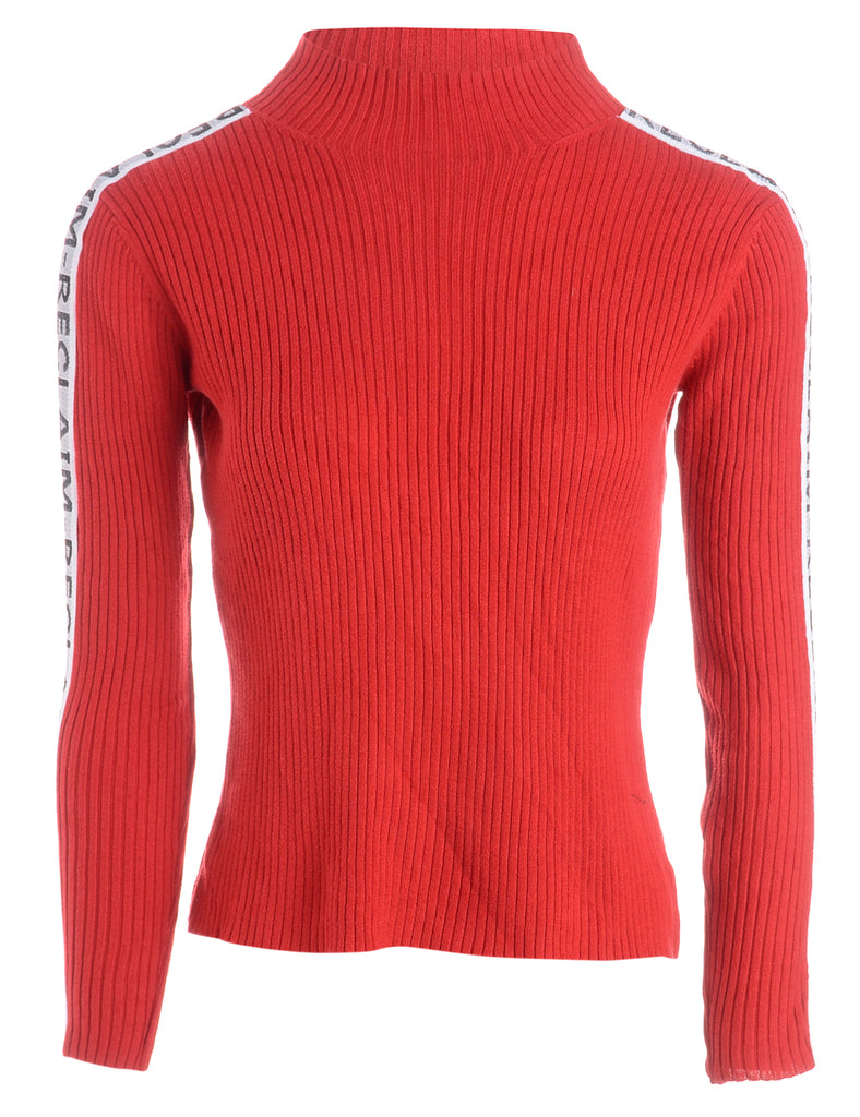 Beyond Retro Label Label Tape Sleeve Roll Neck Jumper