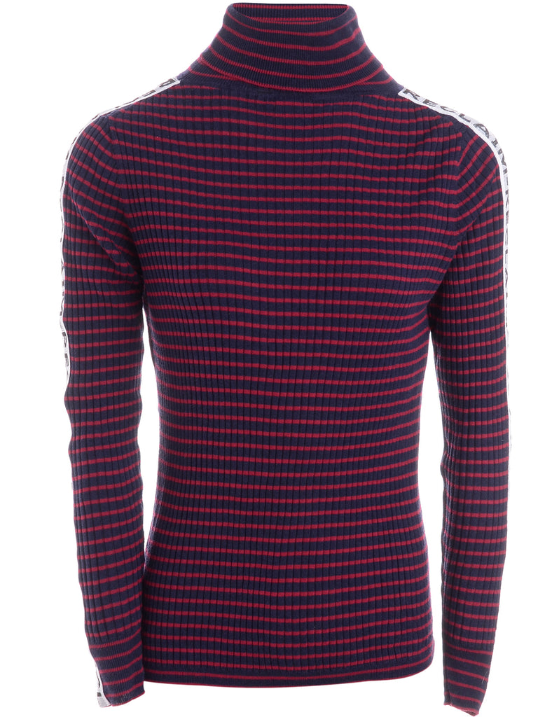 Beyond Retro Label Label Tape Sleeve Roll Neck Jumper