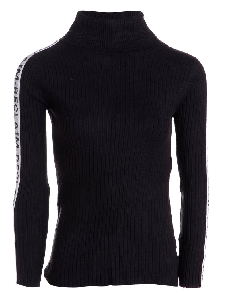 Beyond Retro Label Label Tape Sleeve Roll Neck Jumper