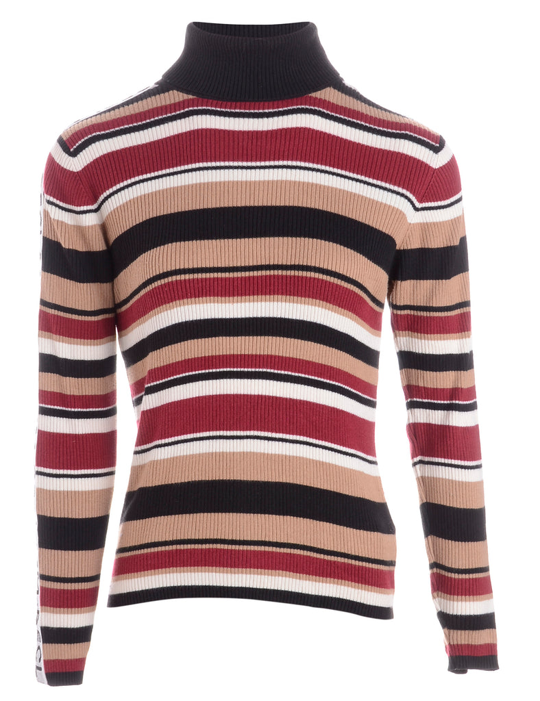 Beyond Retro Label Label Tape Sleeve Roll Neck Jumper