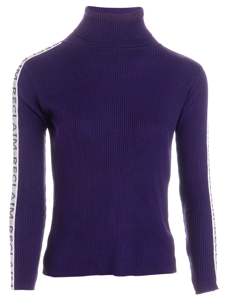 Beyond Retro Label Label Tape Sleeve Roll Neck Jumper