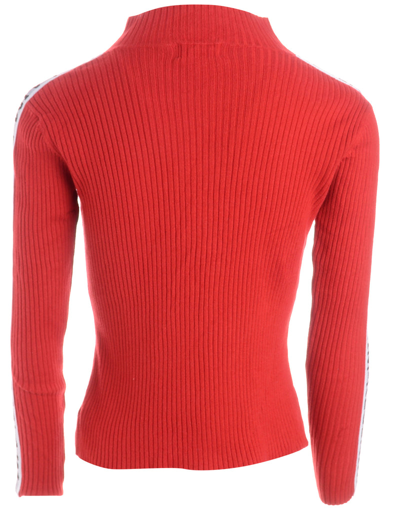 Beyond Retro Label Label Tape Sleeve Roll Neck Jumper