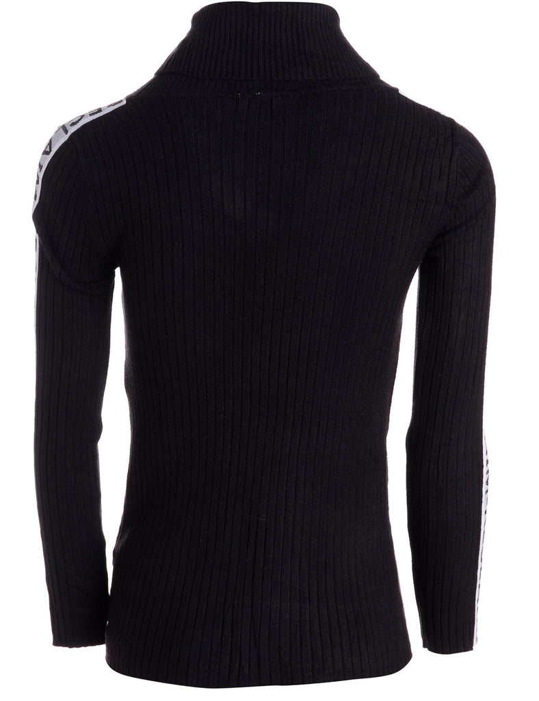 Beyond Retro Label Label Tape Sleeve Roll Neck Jumper