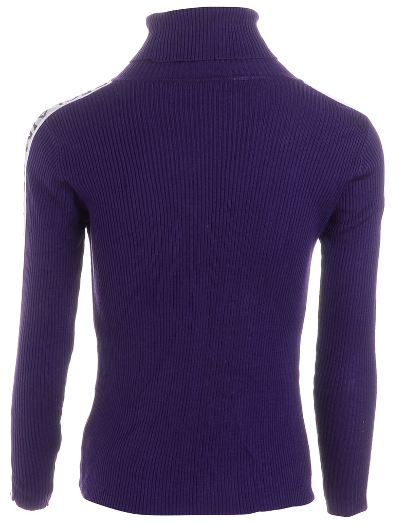 Beyond Retro Label Label Tape Sleeve Roll Neck Jumper