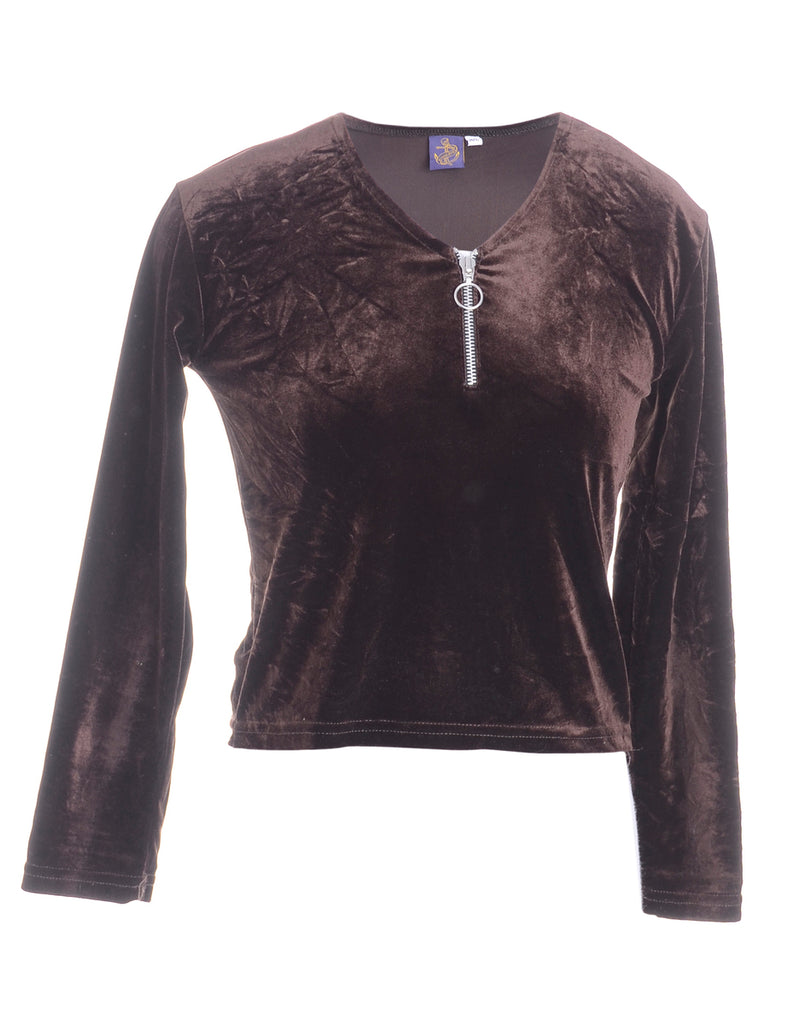 Beyond Retro Label Label Velvet Lilia Half Zip Cotton Top