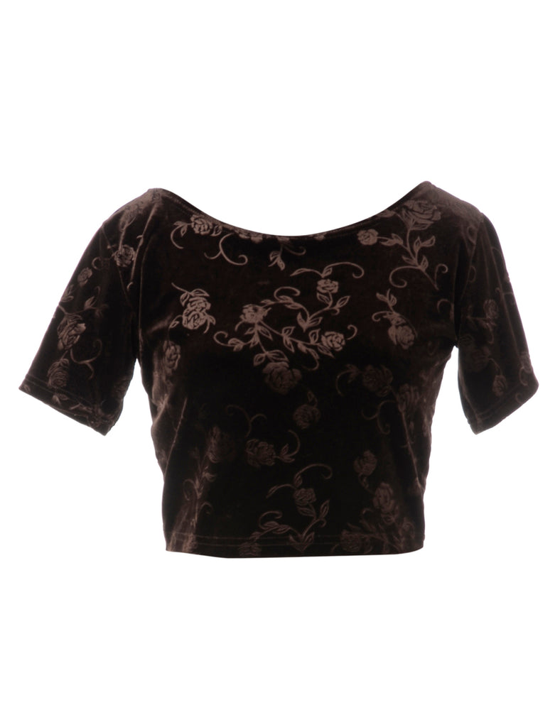 Beyond Retro Label Label Velvet Low Back Crop Top