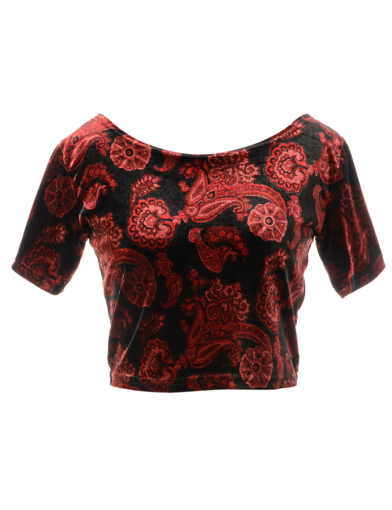 Beyond Retro Label Label Velvet Low Back Crop Top