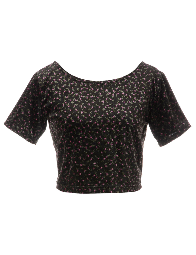 Beyond Retro Label Label Velvet Low Back Crop Top