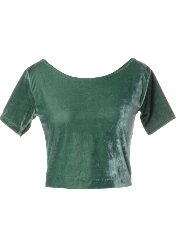 Beyond Retro Label Label Velvet Low Back Crop Top
