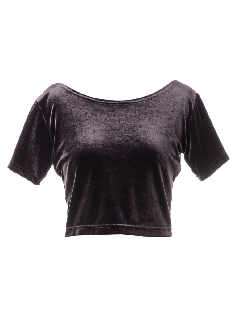 Beyond Retro Label Label Velvet Low Back Crop Top