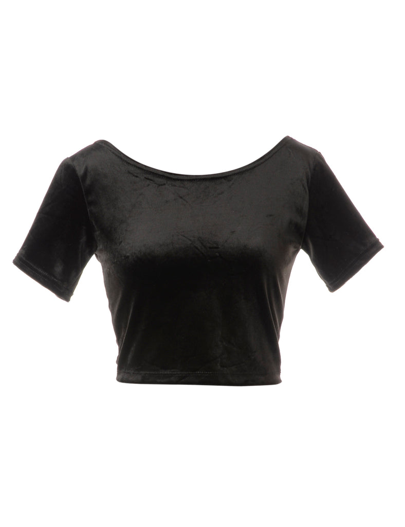 Beyond Retro Label Label Velvet Low Back Crop Top