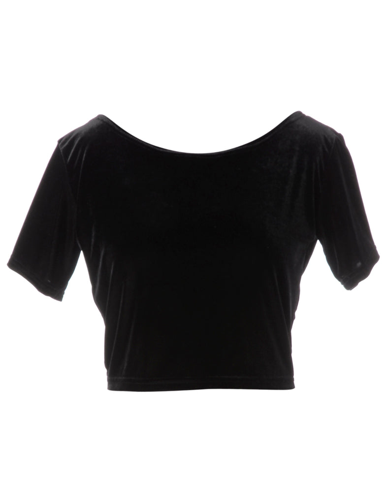Beyond Retro Label Label Velvet Low Back Crop Top