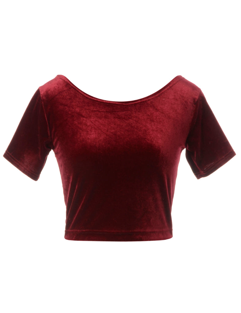 Beyond Retro Label Label Velvet Low Back Crop Top