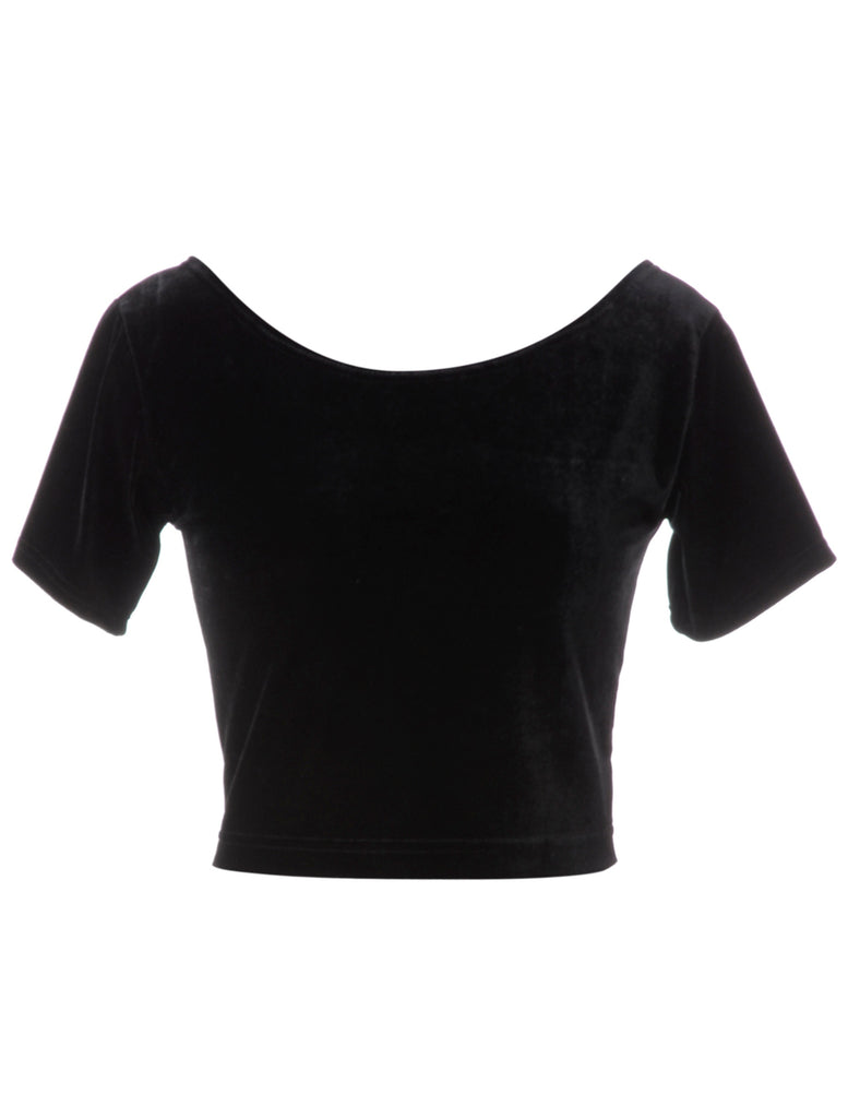 Beyond Retro Label Label Velvet Low Back Crop Top