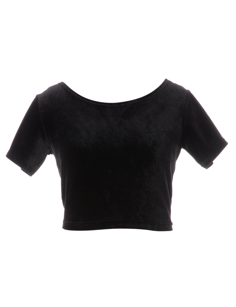 Beyond Retro Label Label Velvet Low Back Crop Top