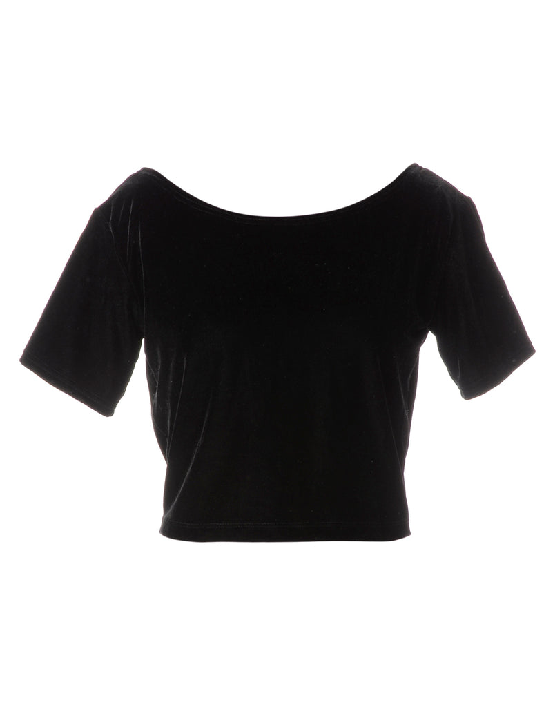 Beyond Retro Label Label Velvet Low Back Crop Top