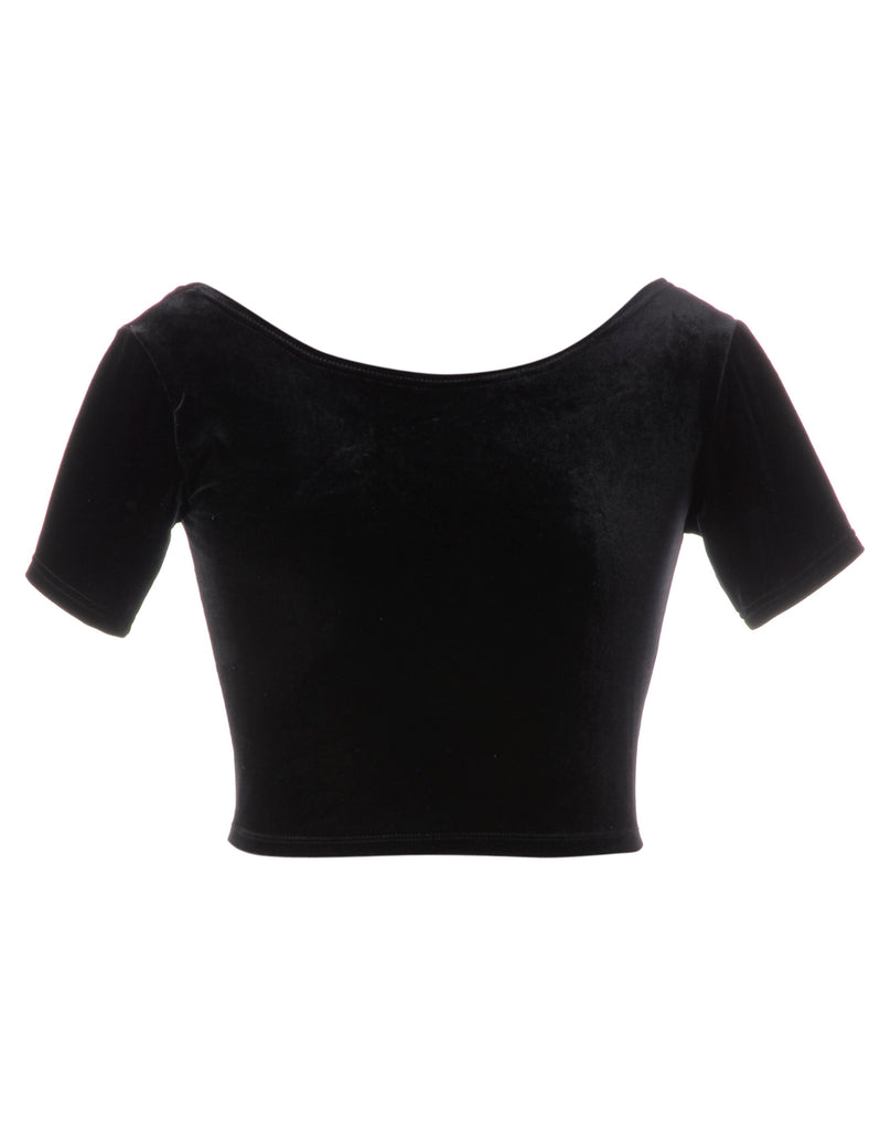 Beyond Retro Label Label Velvet Low Back Crop Top