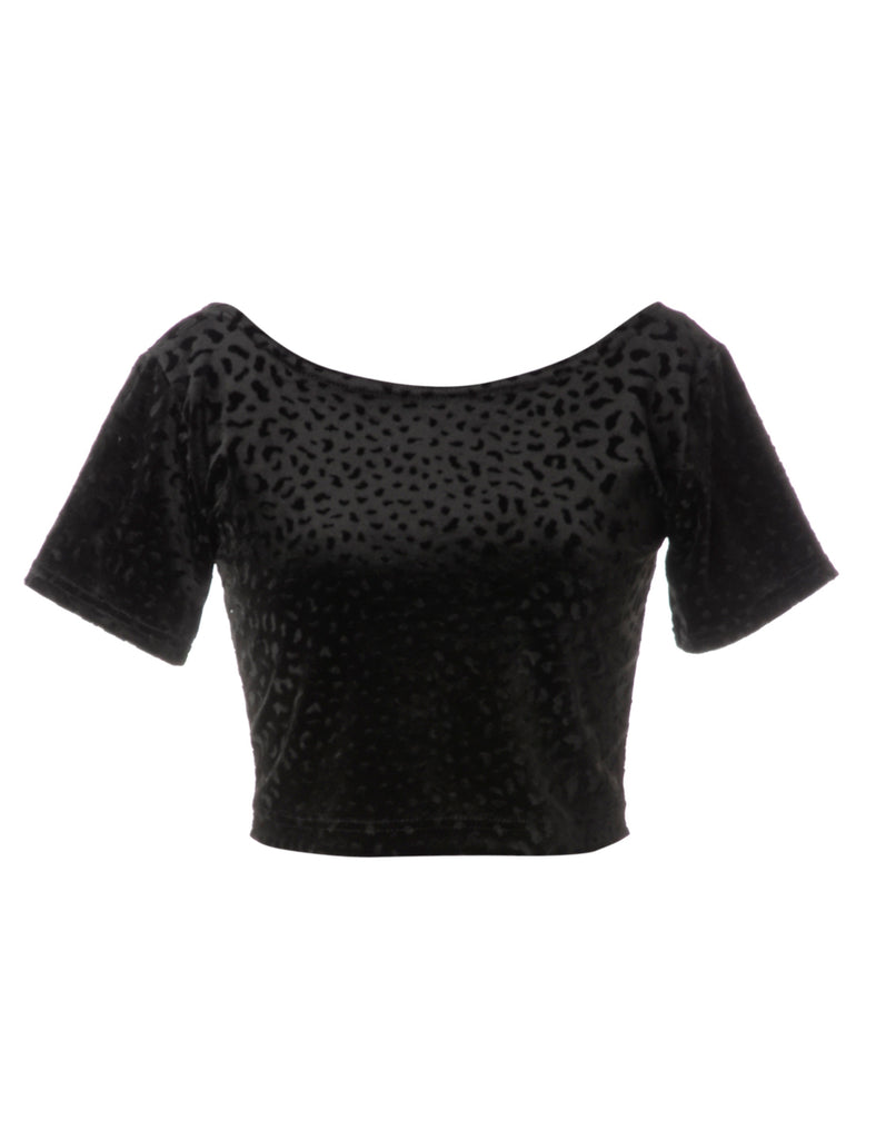 Beyond Retro Label Label Velvet Low Back Crop Top