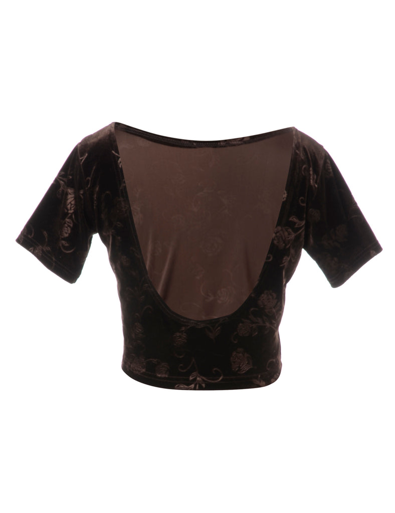 Beyond Retro Label Label Velvet Low Back Crop Top