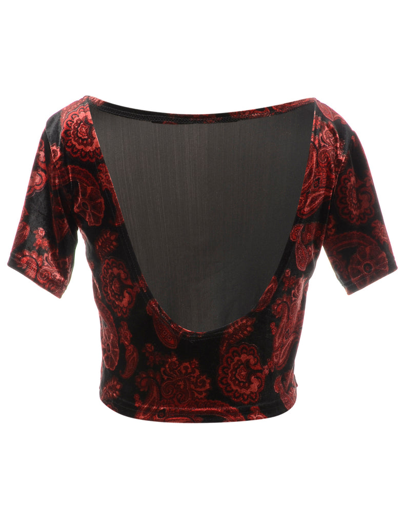Beyond Retro Label Label Velvet Low Back Crop Top