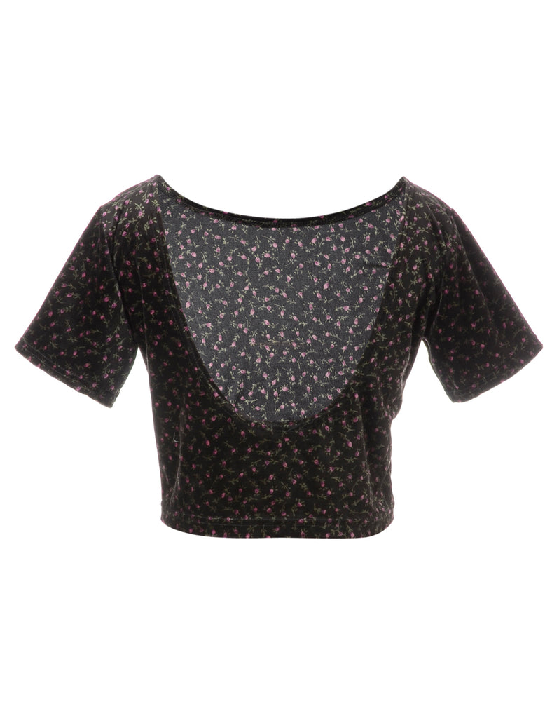 Beyond Retro Label Label Velvet Low Back Crop Top