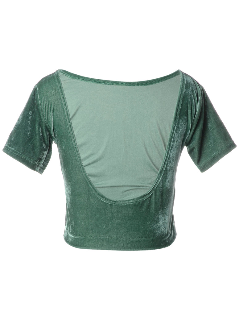 Beyond Retro Label Label Velvet Low Back Crop Top