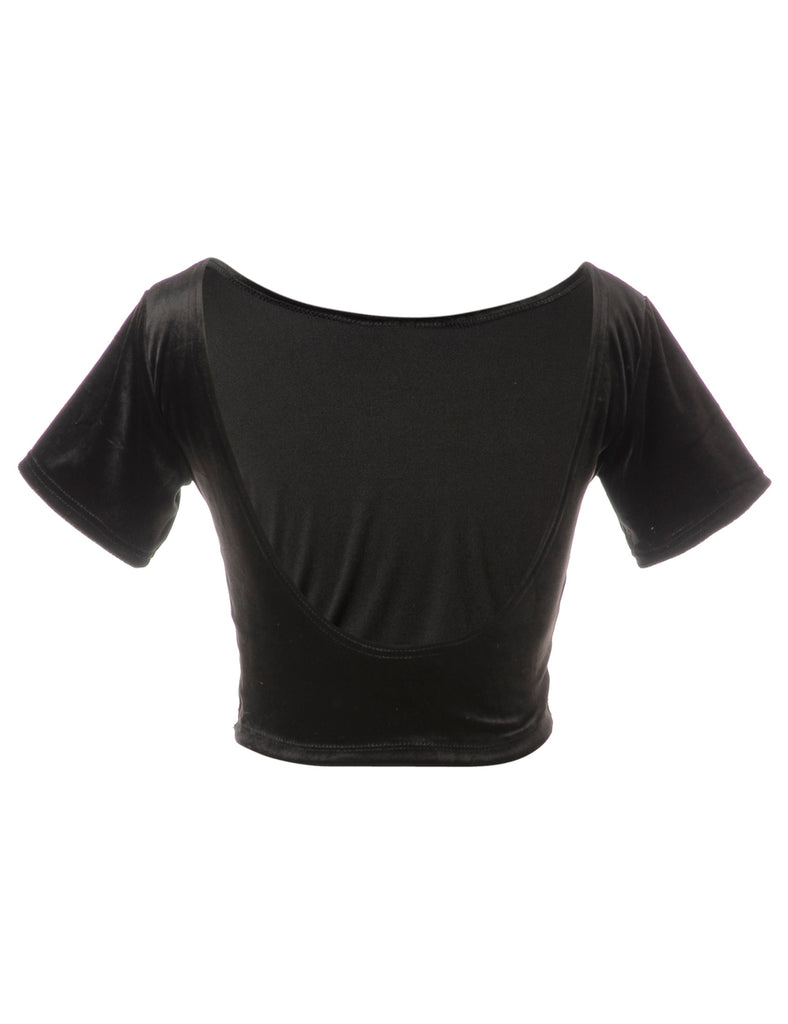 Beyond Retro Label Label Velvet Low Back Crop Top