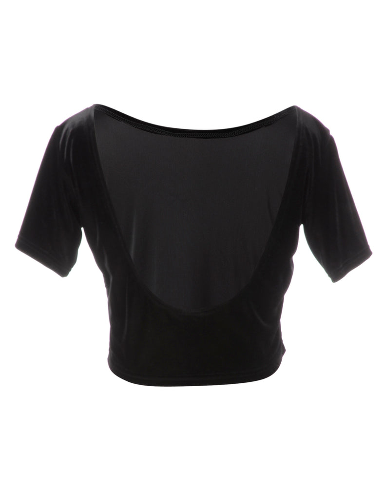 Beyond Retro Label Label Velvet Low Back Crop Top