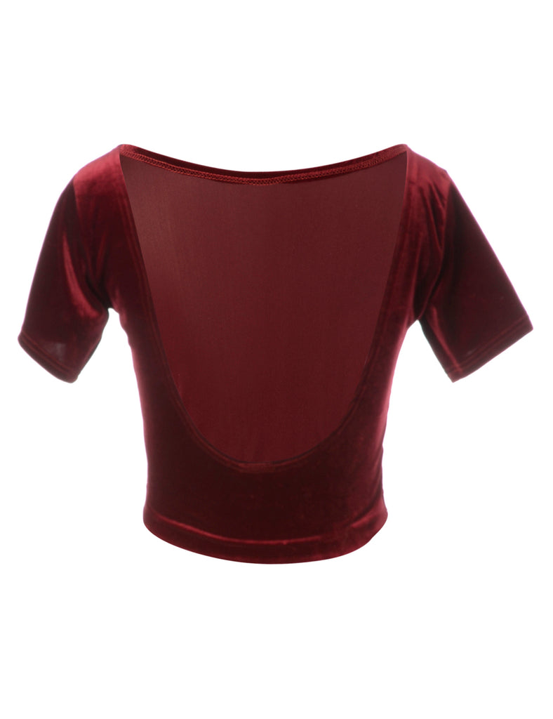 Beyond Retro Label Label Velvet Low Back Crop Top
