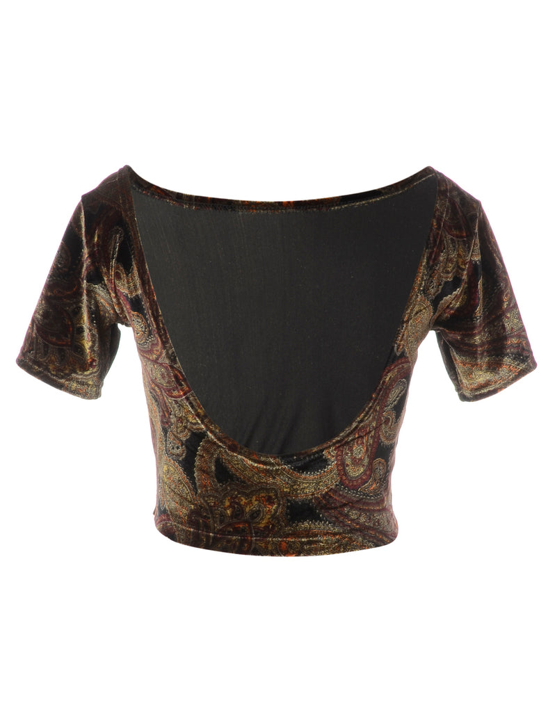 Beyond Retro Label Label Velvet Low Back Crop Top