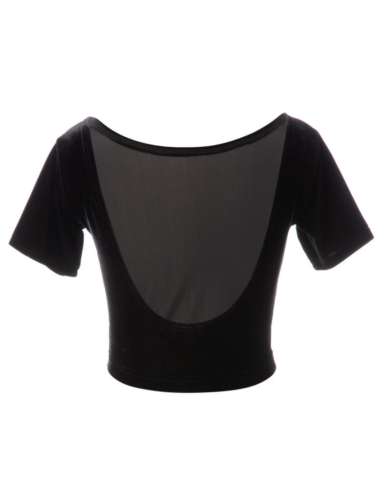 Beyond Retro Label Label Velvet Low Back Crop Top