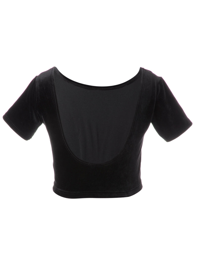 Beyond Retro Label Label Velvet Low Back Crop Top
