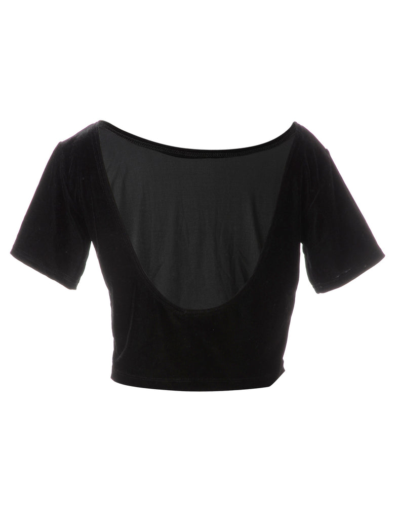 Beyond Retro Label Label Velvet Low Back Crop Top