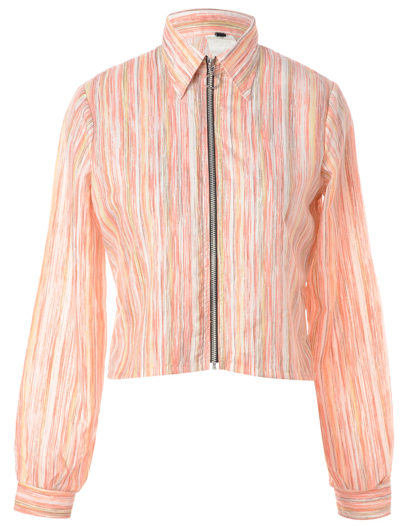 Beyond Retro Label Label Zip Front Cropped Blouse