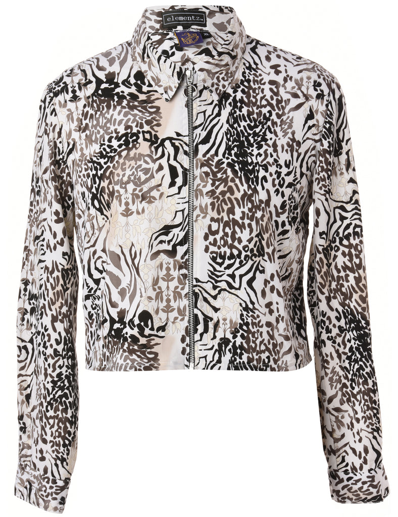 Beyond Retro Label Label Zip Front Cropped Blouse