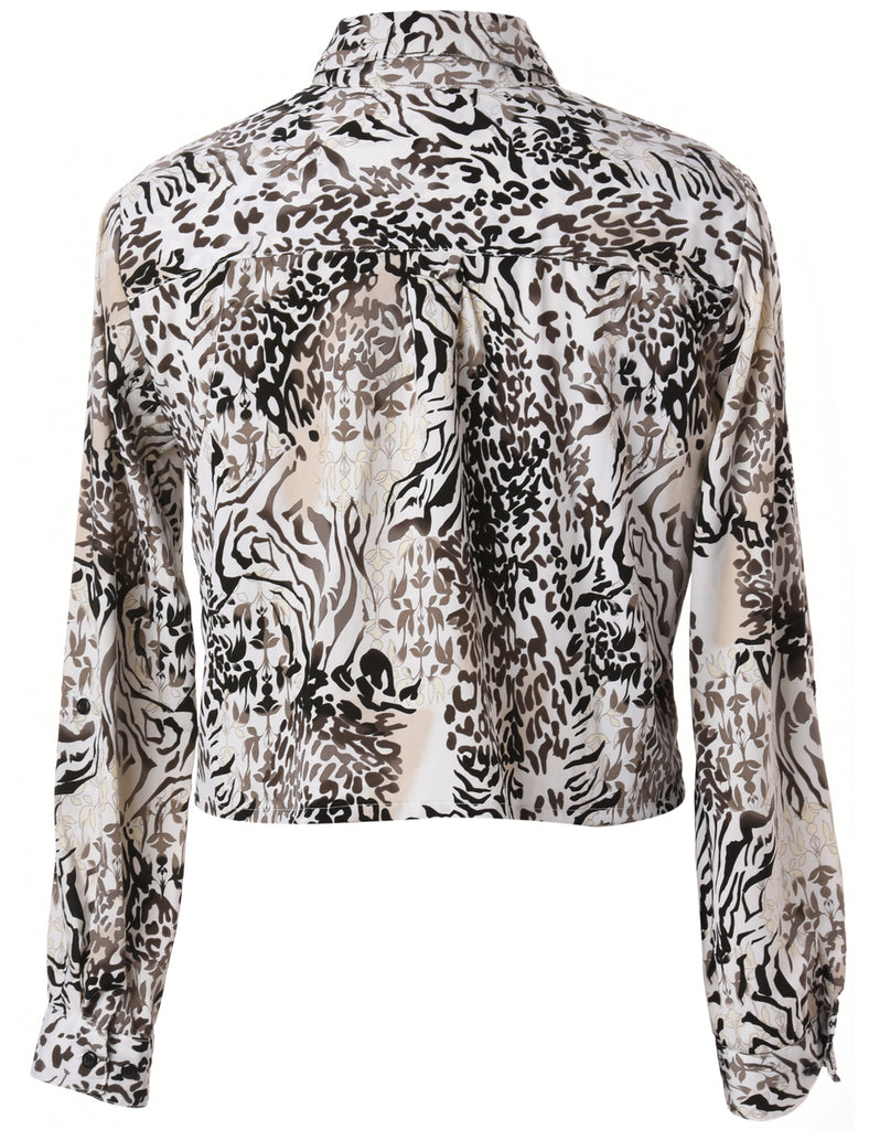 Beyond Retro Label Label Zip Front Cropped Blouse
