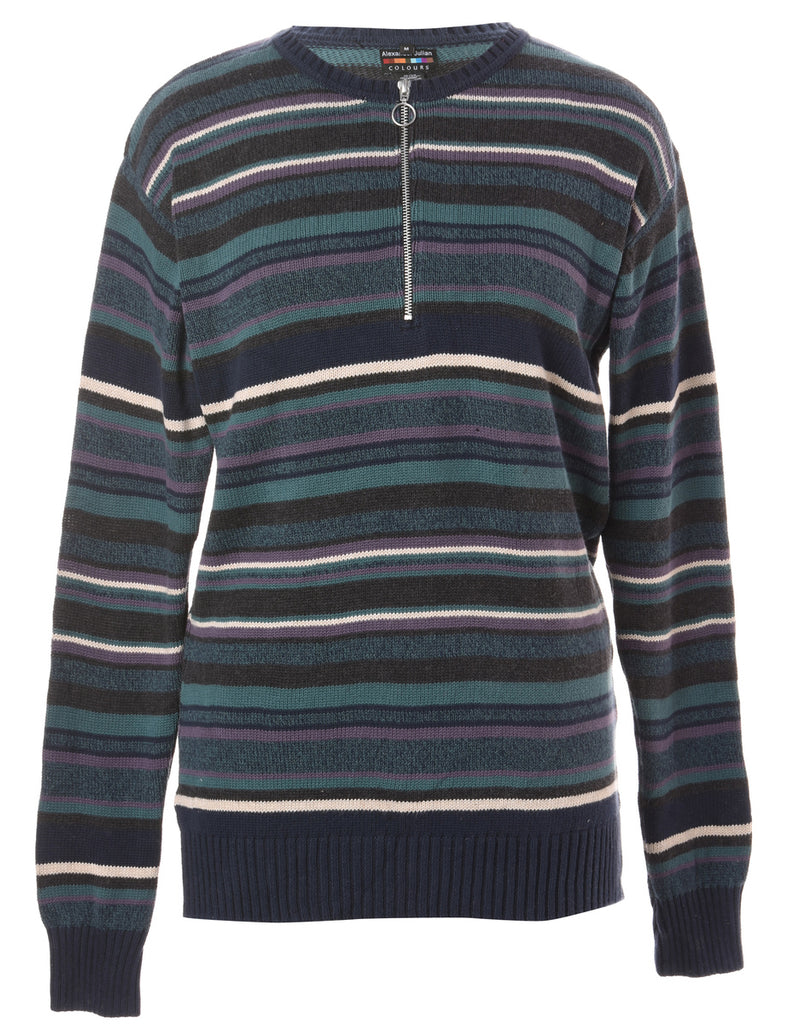 Beyond Retro Label Label Zip Front Knitted Jumper