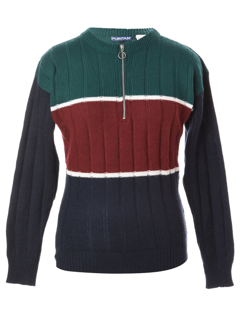 Beyond Retro Label Label Zip Front Knitted Jumper