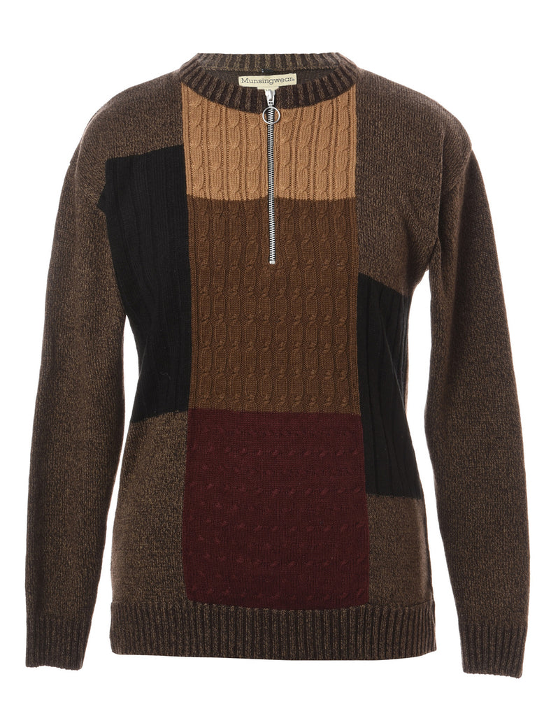Beyond Retro Label Label Zip Front Knitted Jumper