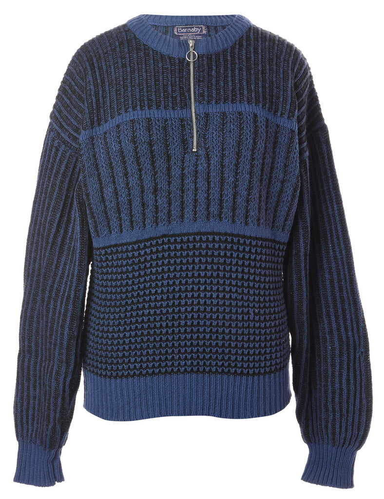 Beyond Retro Label Label Zip Front Knitted Jumper