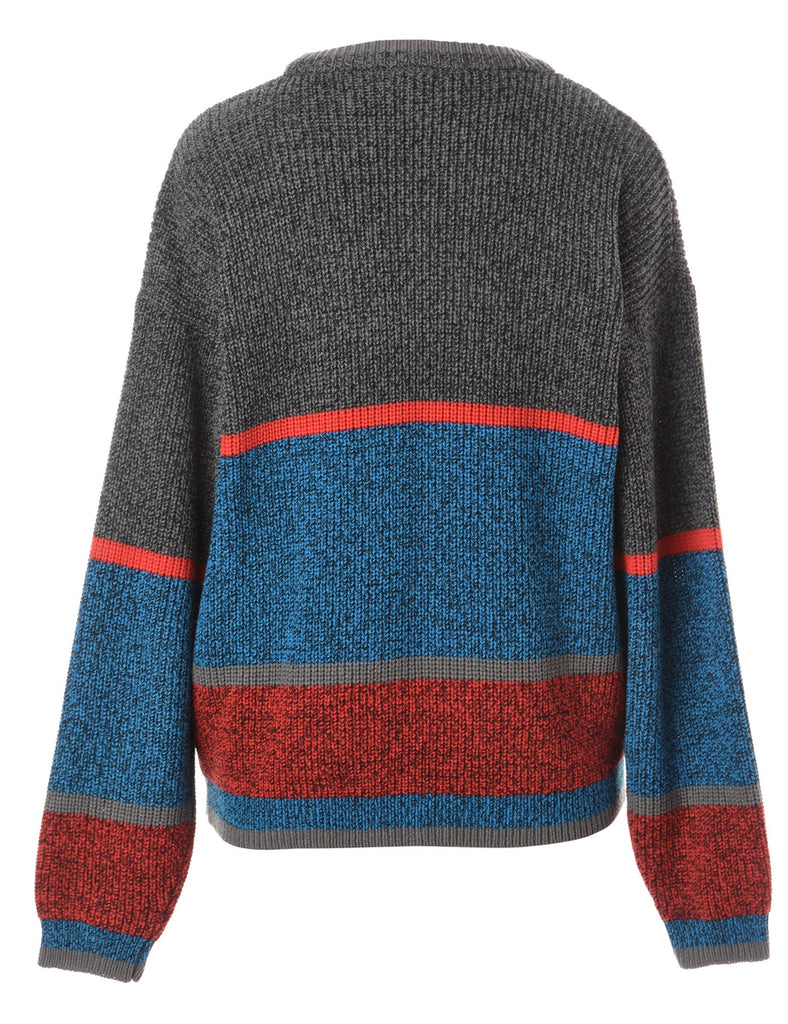 Beyond Retro Label Label Zip Front Knitted Jumper