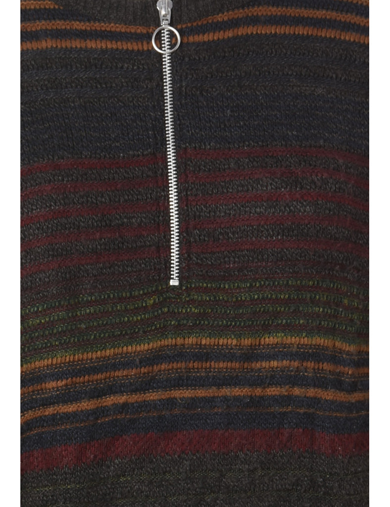 Beyond Retro Label Label Zip Front Knitted Jumper